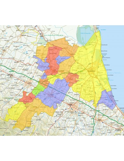 Mappa stradale con comuni della provincia di...