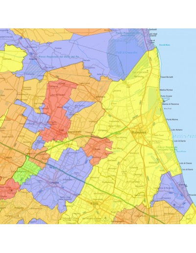 Mappa stradale con comuni della provincia di...