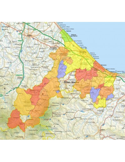 Mappa stradale con comuni della provincia di...