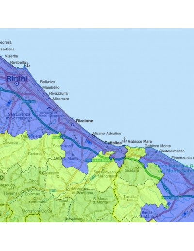 Mappa stradale con comuni della provincia di...