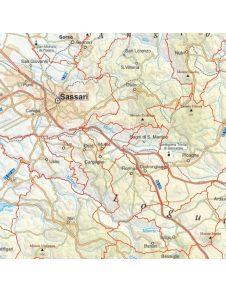 Mappa stradale con comuni della provincia di Sassari pdf