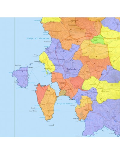 Mappa stradale con comuni della provincia Sud...
