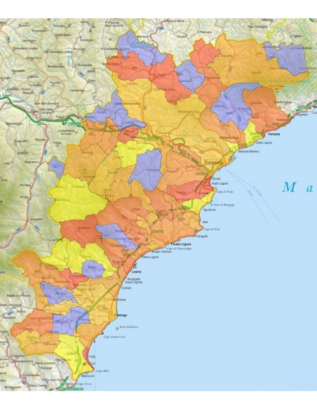 Mappa stradale con comuni della provincia di Savona pdf
