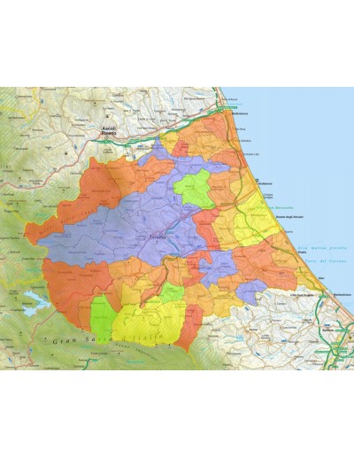 Mappa stradale con comuni della provincia di...