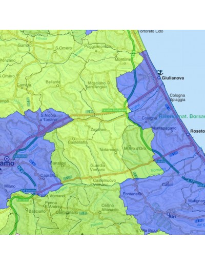 Mappa stradale con comuni della provincia di...