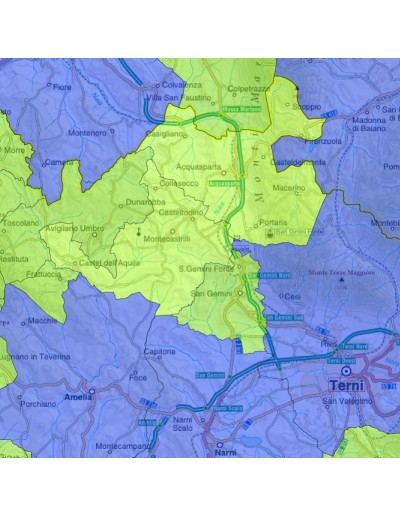 Mappa stradale con comuni della provincia di...