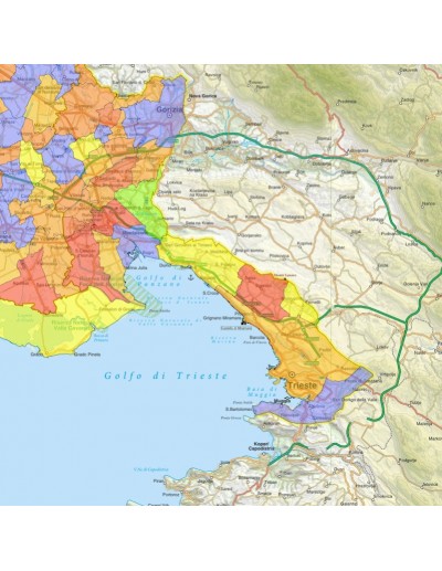 Mappa stradale con comuni della provincia di...