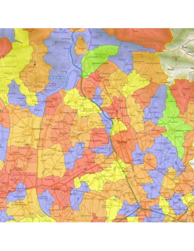 Mappa stradale con comuni della provincia di...