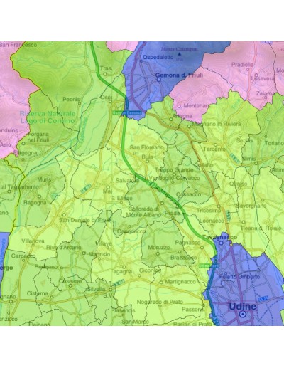 Mappa stradale con comuni della provincia di...