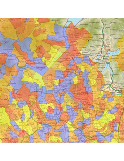 Mappa stradale con comuni della provincia di...