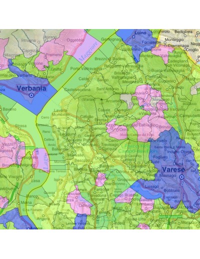 Mappa stradale con comuni della provincia di...