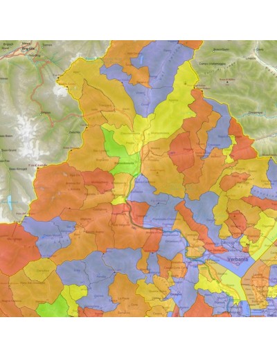 Mappa stradale con comuni della provincia di...