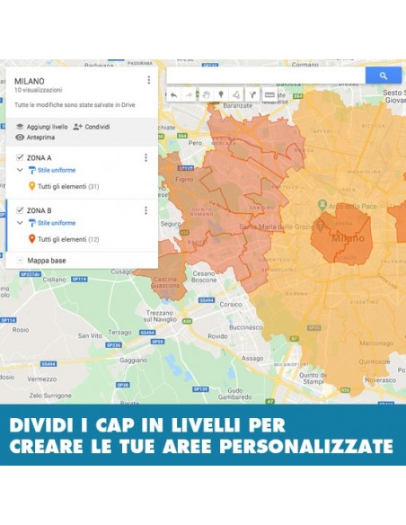 Mappa dei cap di Perugia KML