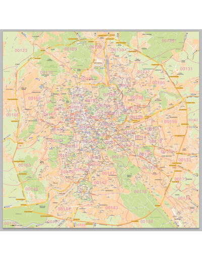 Mappa dei CAP di Roma GRA MAGNETICA - 120 x 120 cm