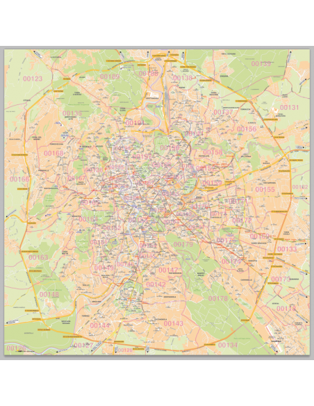Mappa dei CAP di Roma GRA MAGNETICA - 120 x 120 cm