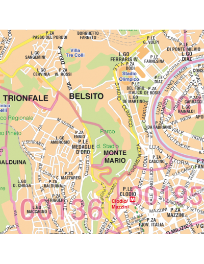 Mappa dei CAP di Roma GRA MAGNETICA - 120 x 120 cm