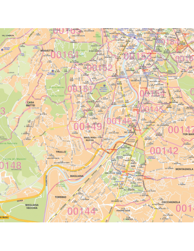 Mappa dei CAP di Roma GRA MAGNETICA - 120 x 120 cm