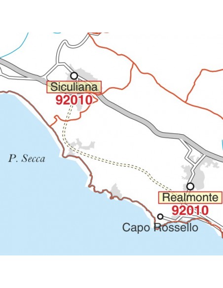 Carta stradale con CAP della provincia di Agrigento jpg