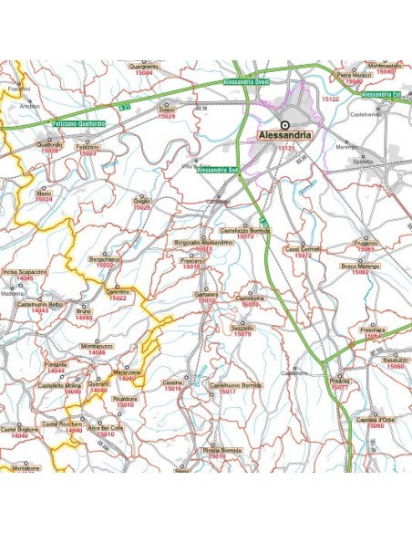 Carta stradale con CAP della provincia di Alessandria jpg