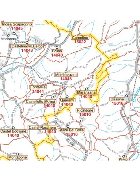 Carta stradale con CAP della provincia di Alessandria jpg