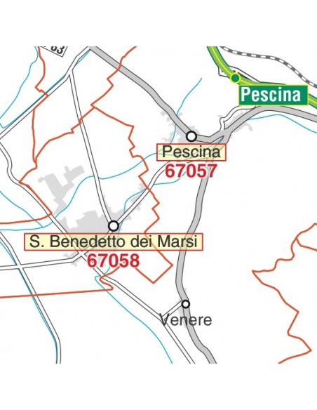 Carta stradale con CAP della provincia di L'Aquila jpg