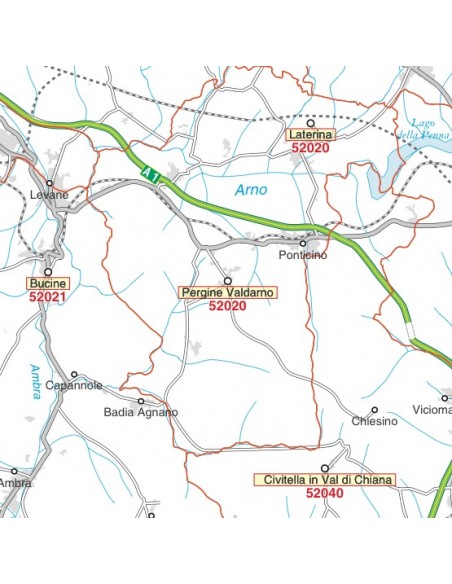 Carta stradale con CAP della provincia di Arezzo jpg