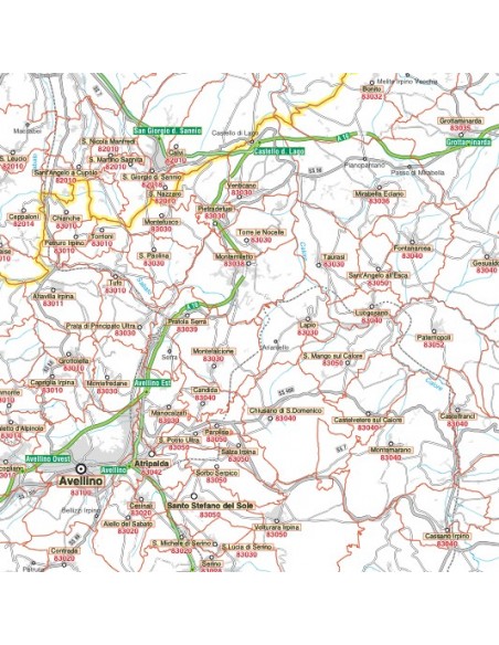 Carta stradale con CAP della provincia di Avellino jpg