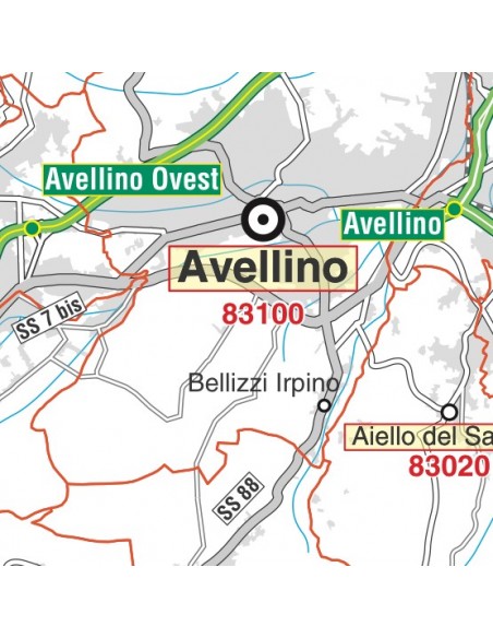 Carta stradale con CAP della provincia di Avellino jpg