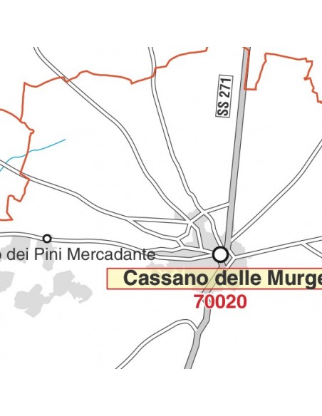 Carta stradale con CAP della provincia di Bari jpg