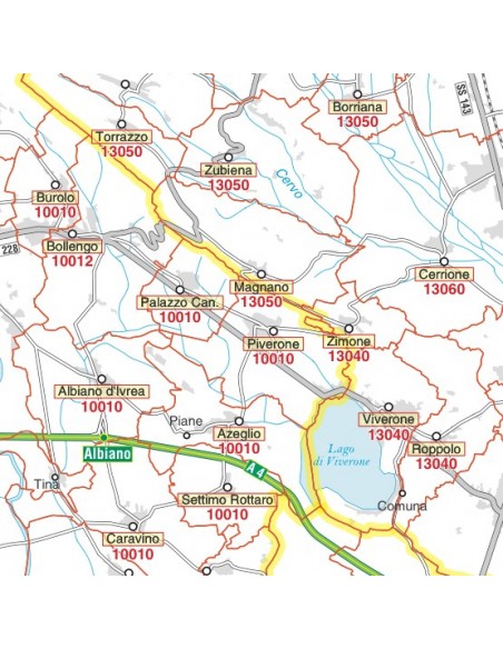 Carta stradale con CAP della provincia di Biella jpg