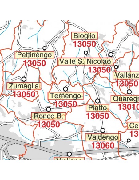 Carta stradale con CAP della provincia di Biella jpg