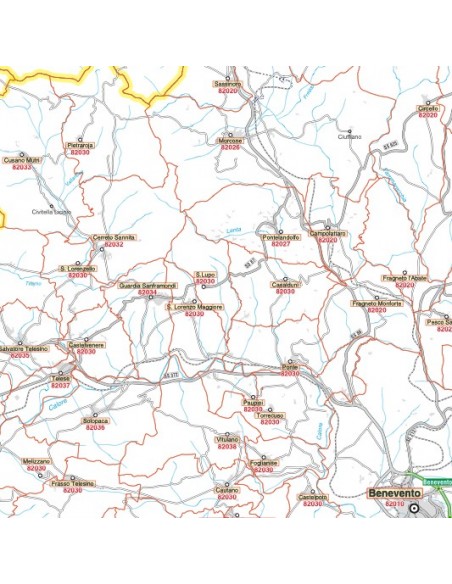 Carta stradale con CAP della provincia di Benevento jpg