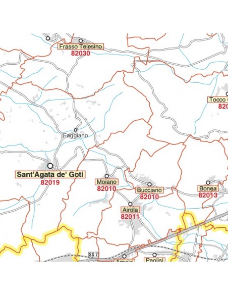 Carta stradale con CAP della provincia di Benevento jpg