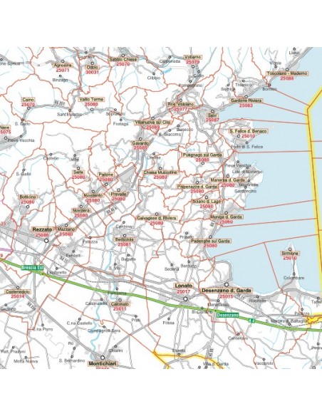 Carta stradale con CAP della provincia di Brescia jpg
