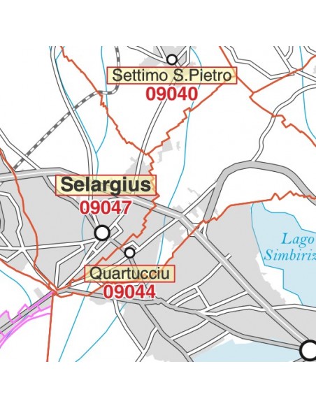 Carta stradale con CAP della provincia di Cagliari jpg