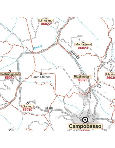 Carta stradale con CAP della provincia di Campobasso jpg