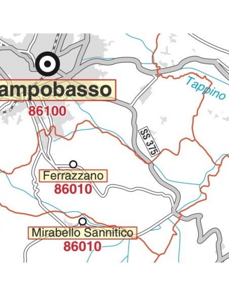 Carta stradale con CAP della provincia di Campobasso jpg