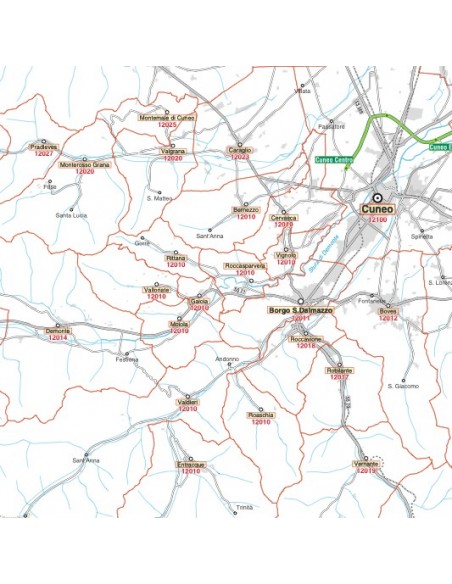 Carta stradale con CAP della provincia di Cuneo jpg