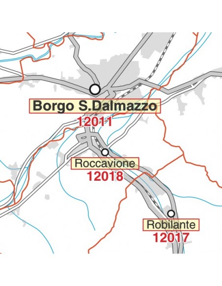 Carta stradale con CAP della provincia di Cuneo jpg