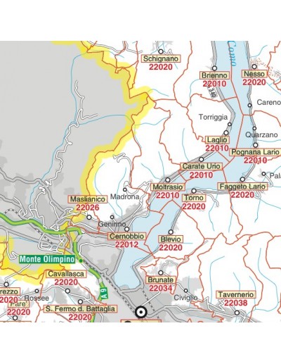 Carta stradale con CAP della provincia di Como jpg