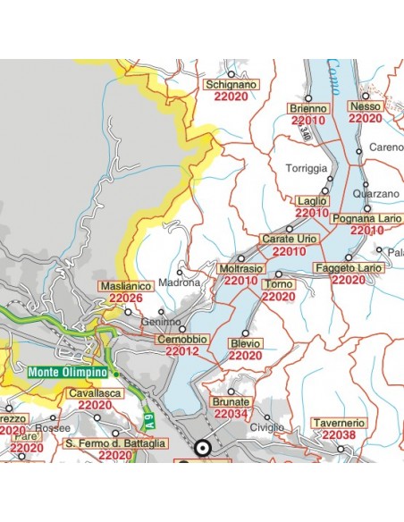 Carta stradale con CAP della provincia di Como jpg