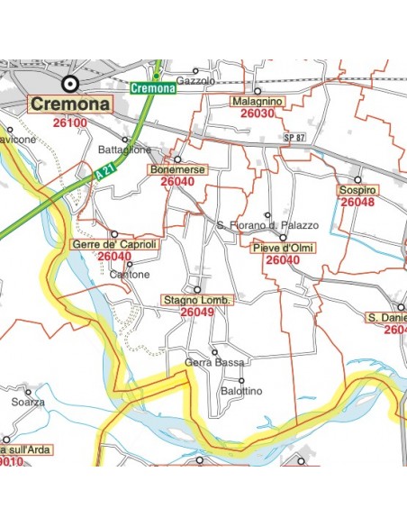 Carta stradale con CAP della provincia di Cremona jpg