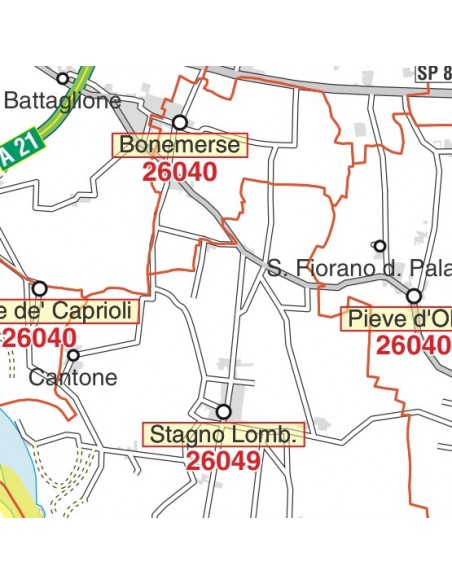 Carta stradale con CAP della provincia di Cremona jpg