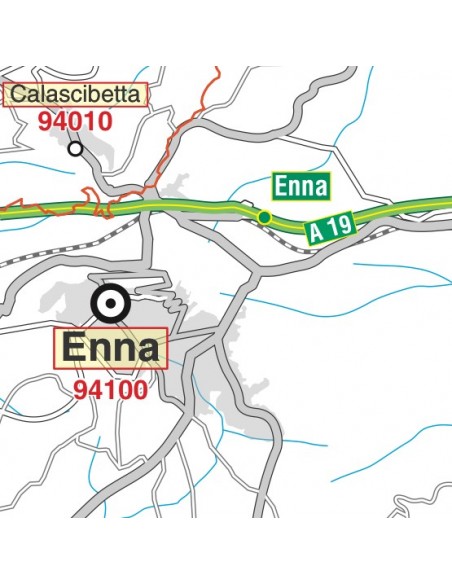 Carta stradale con CAP della provincia di Enna jpg