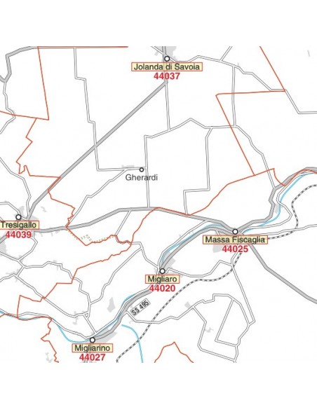 Carta stradale con CAP della provincia di Ferrara jpg