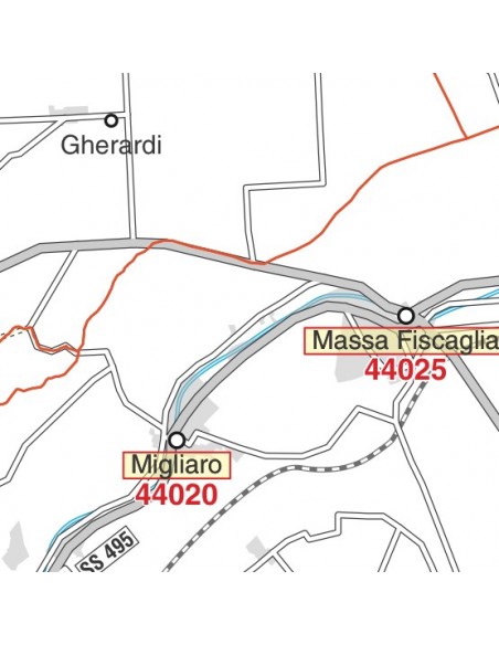 Carta stradale con CAP della provincia di Ferrara jpg