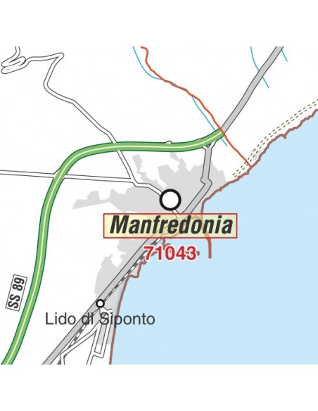 Carta stradale con CAP della provincia di Foggia jpg