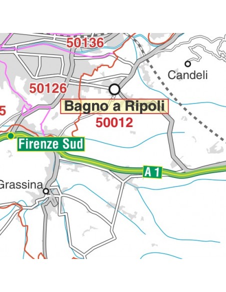 Carta stradale con CAP della provincia di Firenze jpg