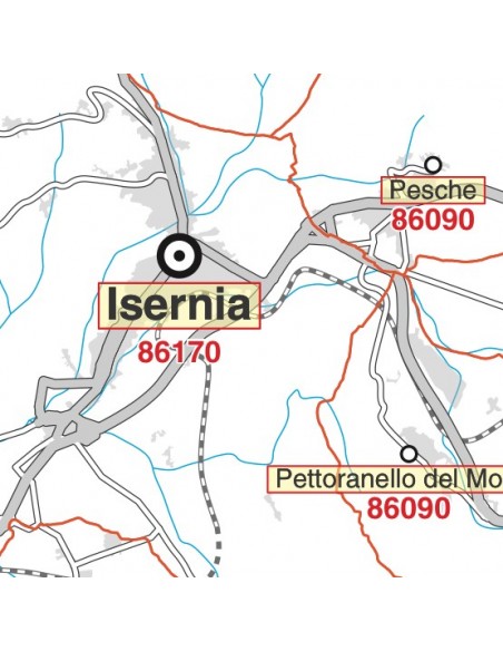 Carta stradale con CAP della provincia di Isernia jpg