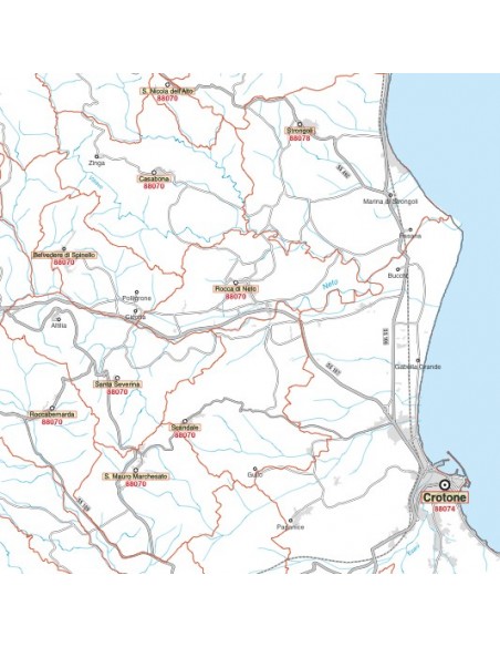 Carta stradale con CAP della provincia di Crotone jpg